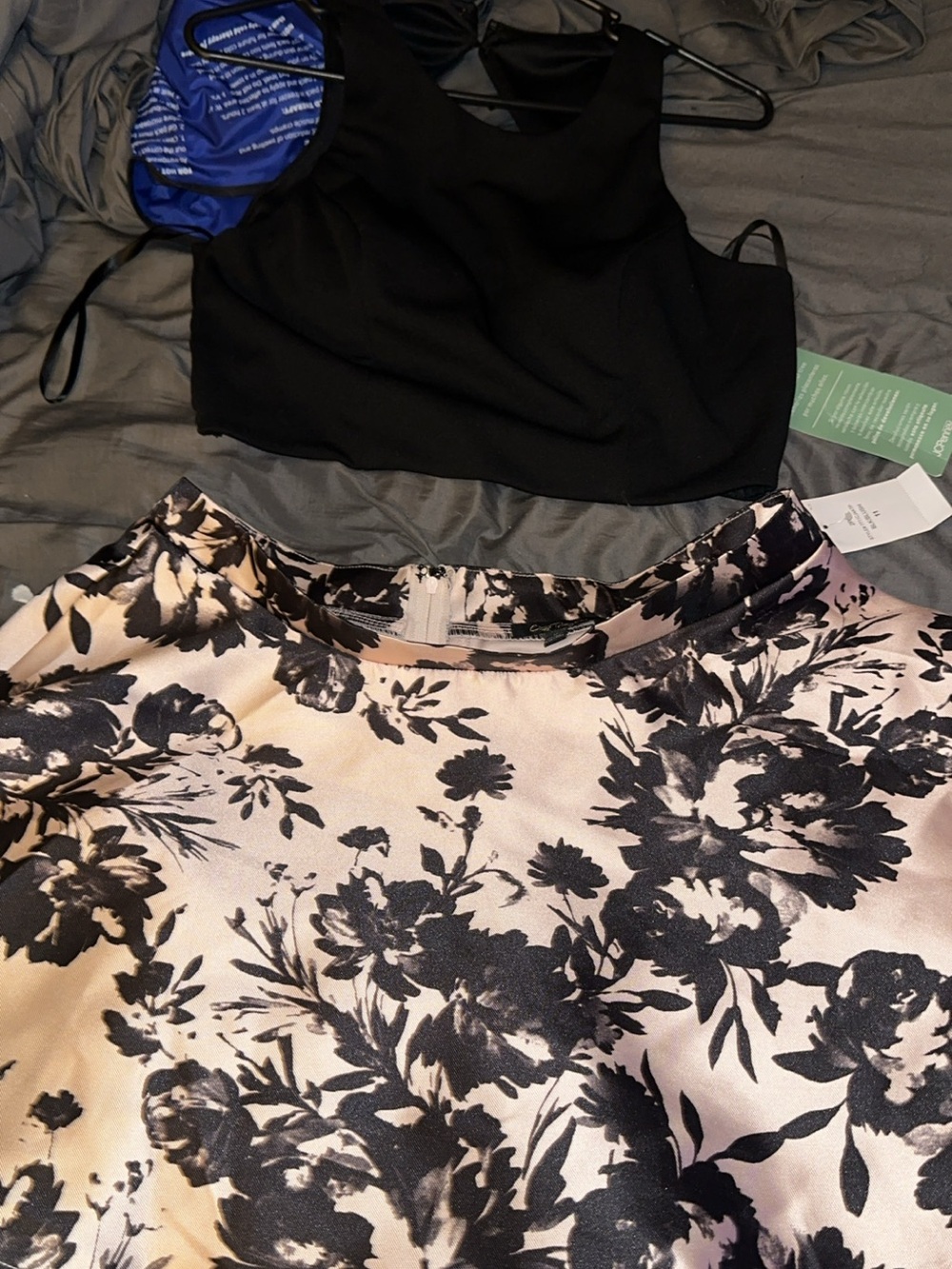 jcpenney Black Crop Tank with Blush and Black Floral Satin Skirt